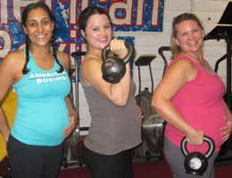 San Diego Personal Trainer Gina Reyes trains pre natal and post natal kettlebells with pregnant women.
